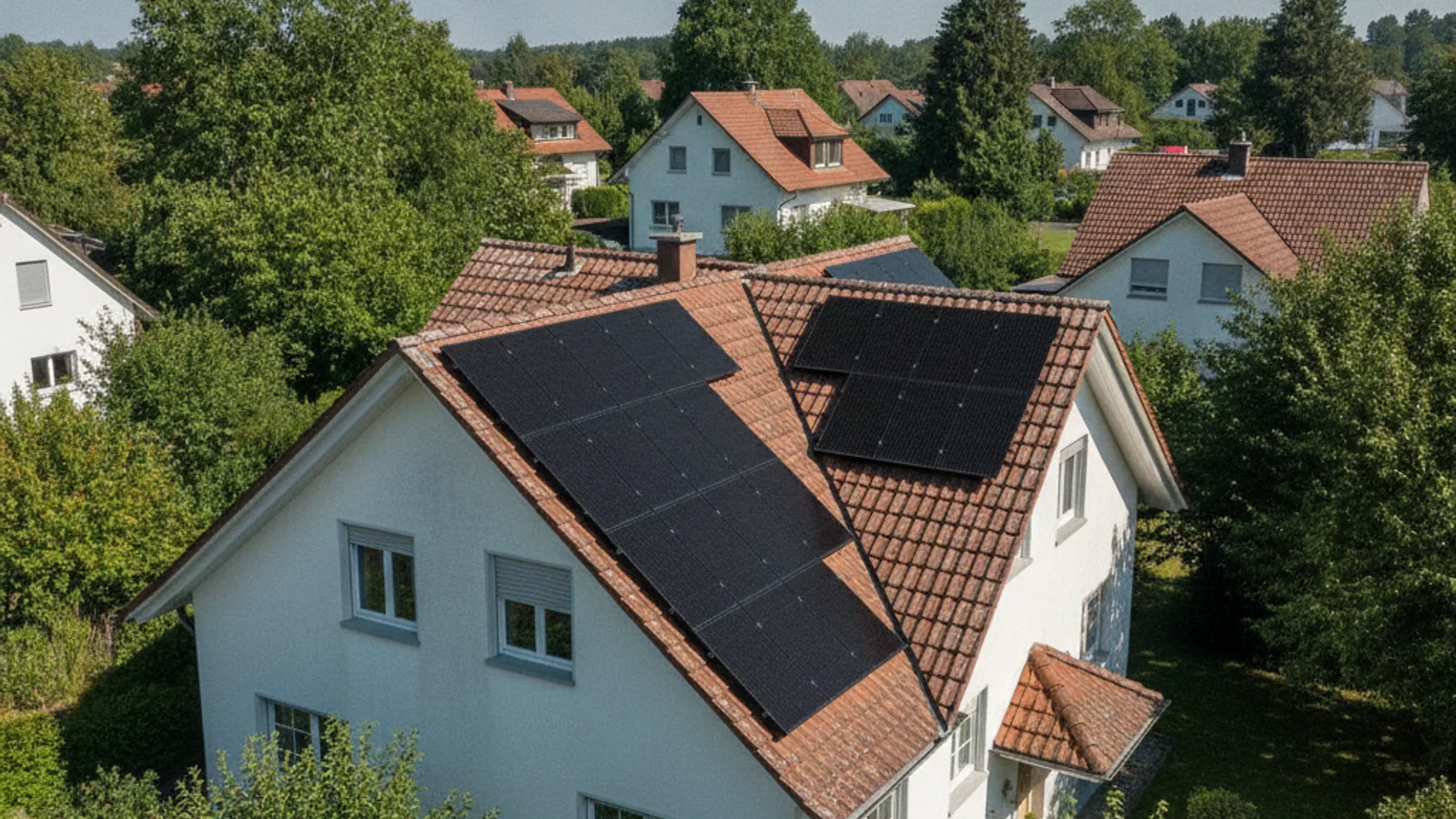 Moderne Photovoltaik-Anlage auf einem Schweizer Einfamilienhaus