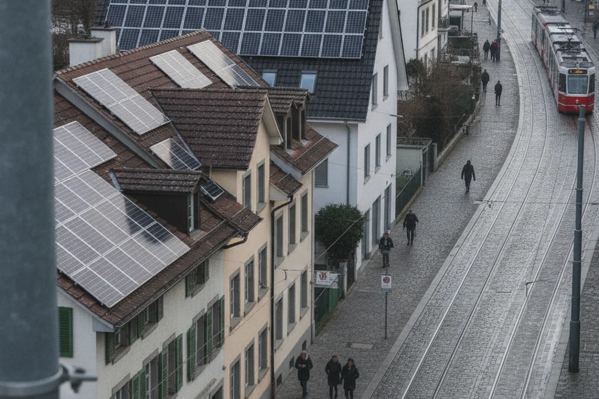 Photovoltaik-Anlage auf einem Haus in Winterthur